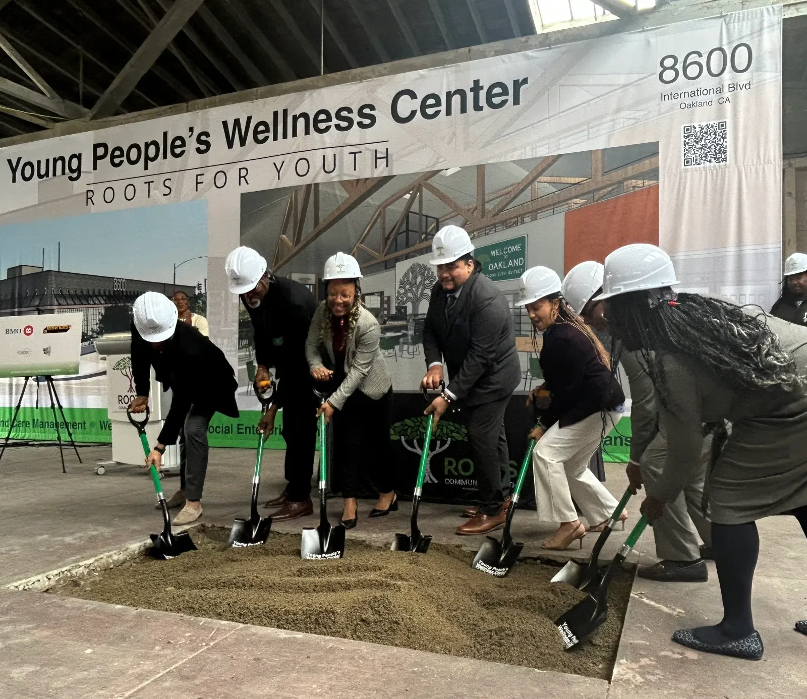 Greg Hodge, CEO of the Brotherhood of Elders Network, breaks ground on a health center for East Oakland youth