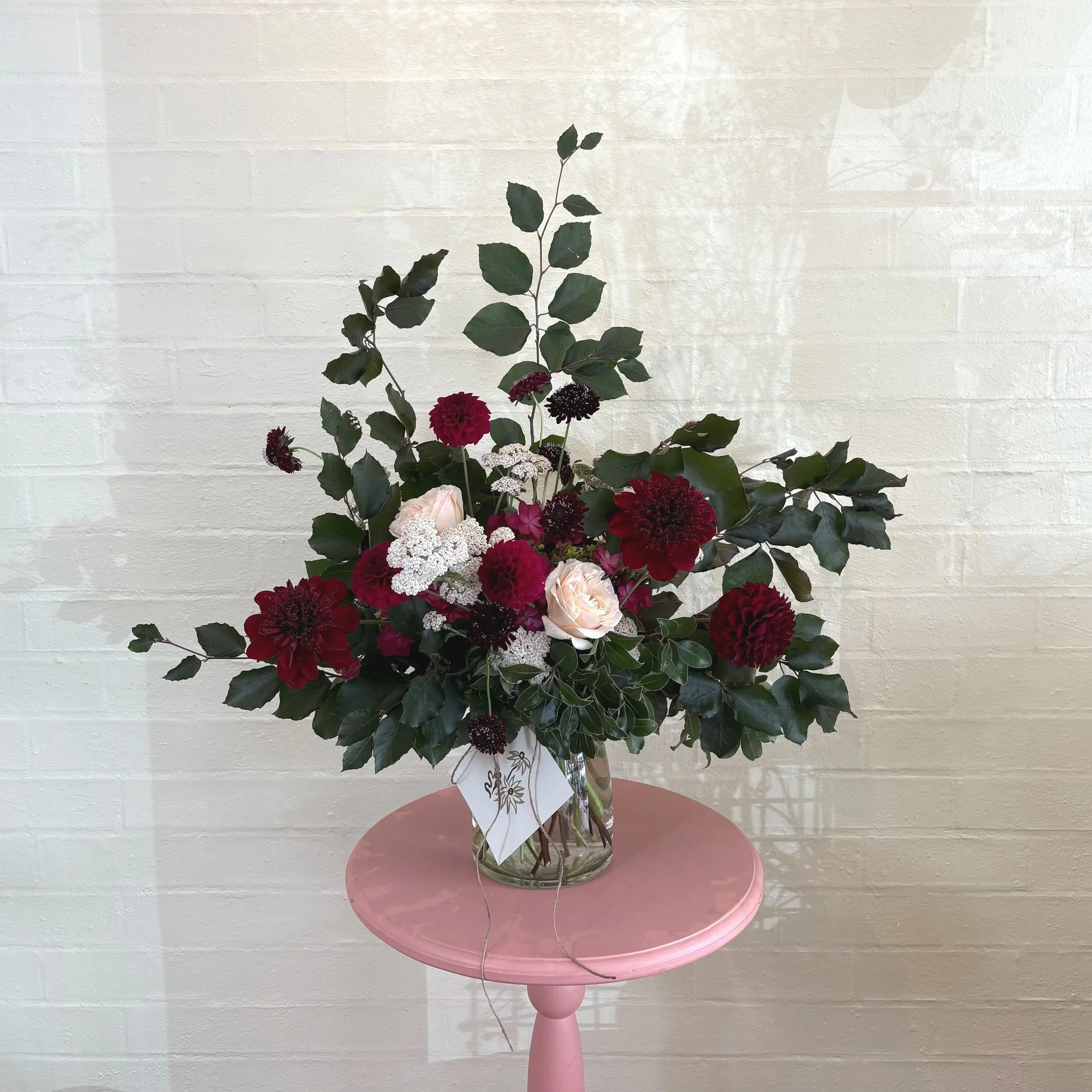 Valentines day flowers, red dahlias