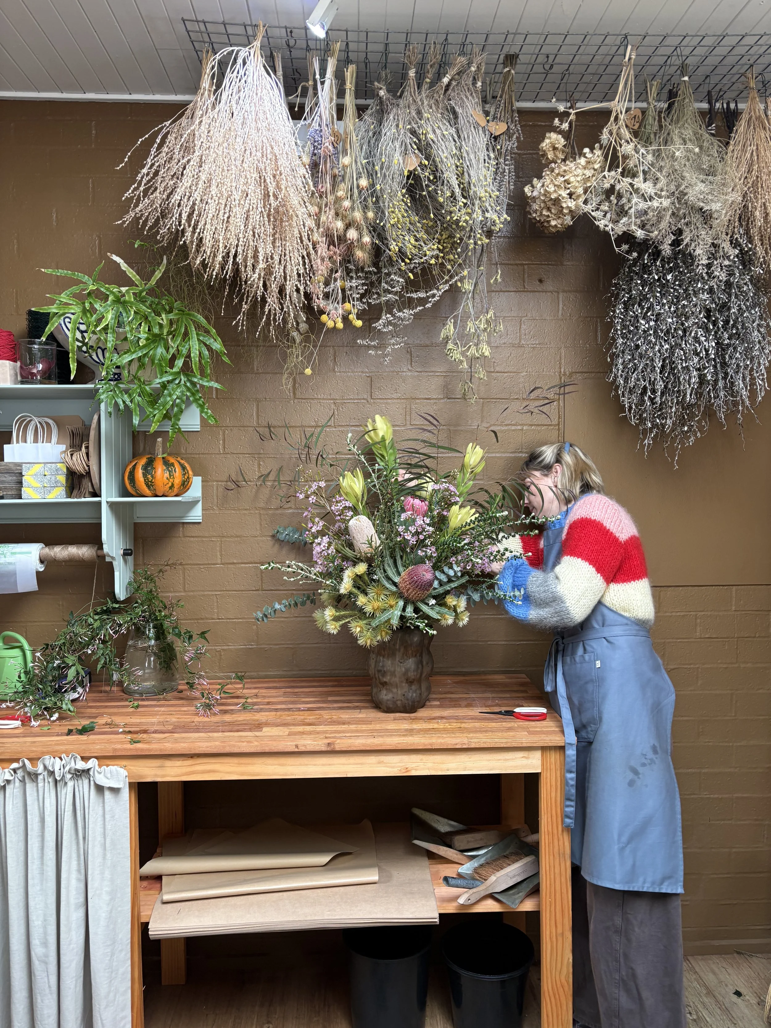 Florist working in shop