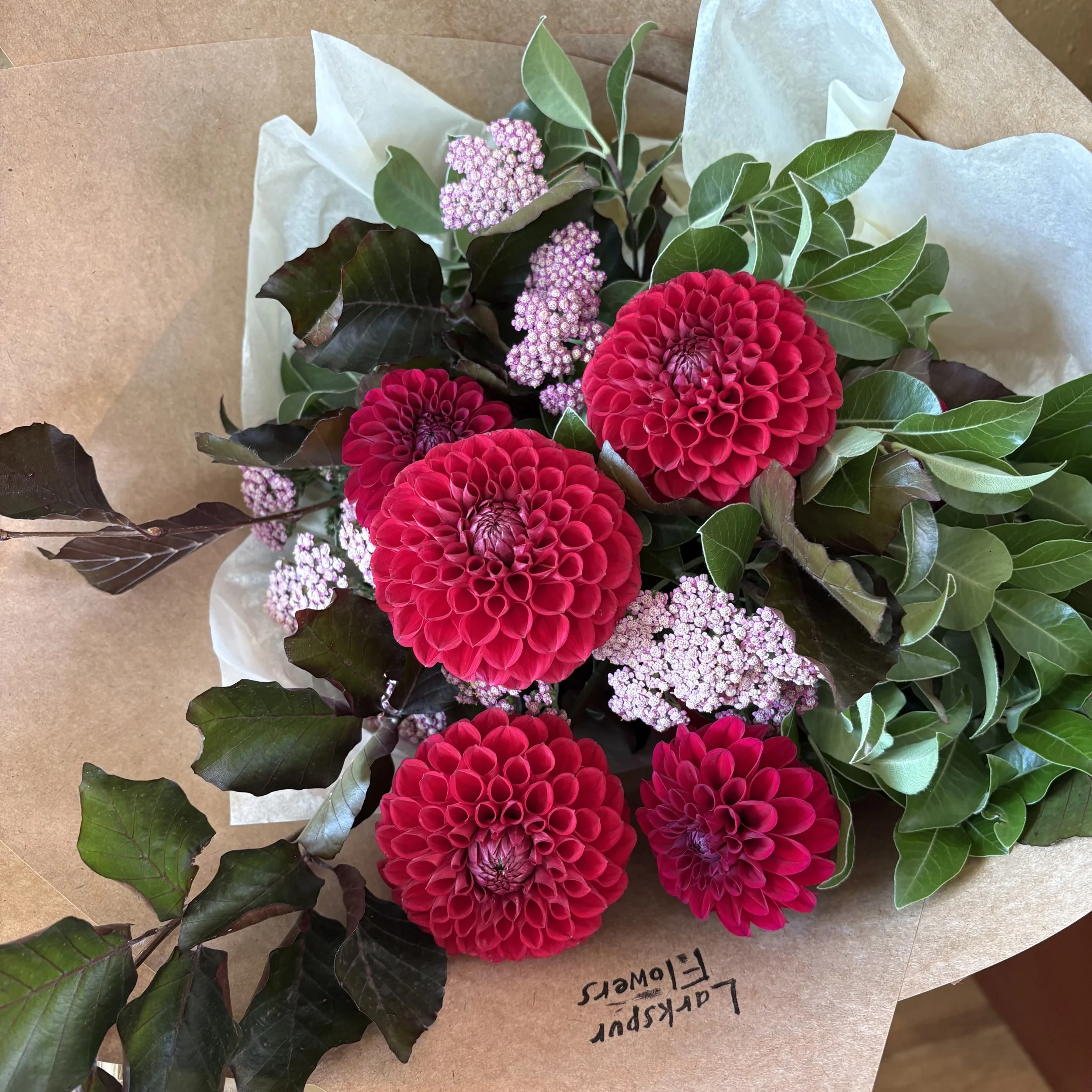 Bouquet with red flowers, romantic flowers