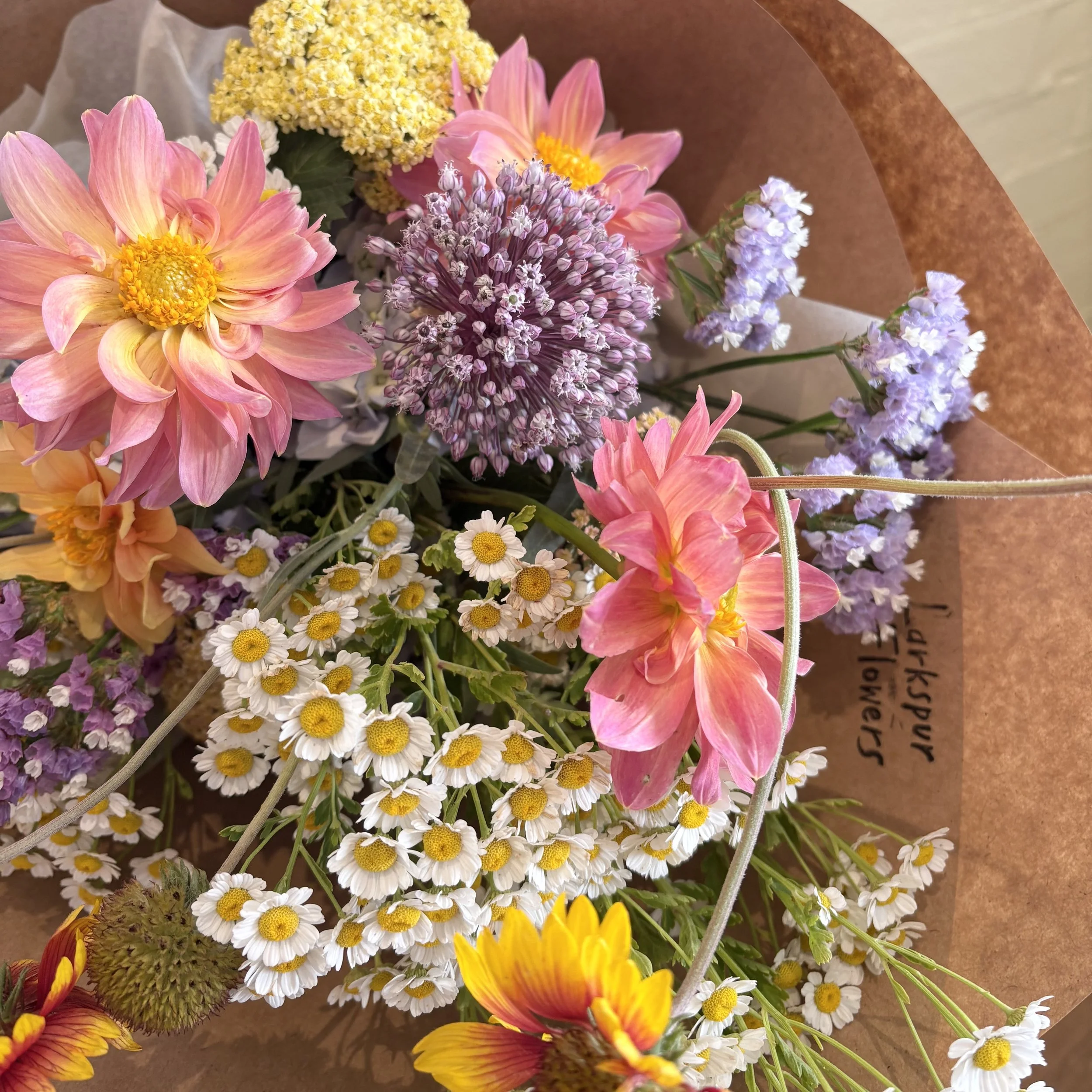 bright flower arrangement, seasonal bouquet