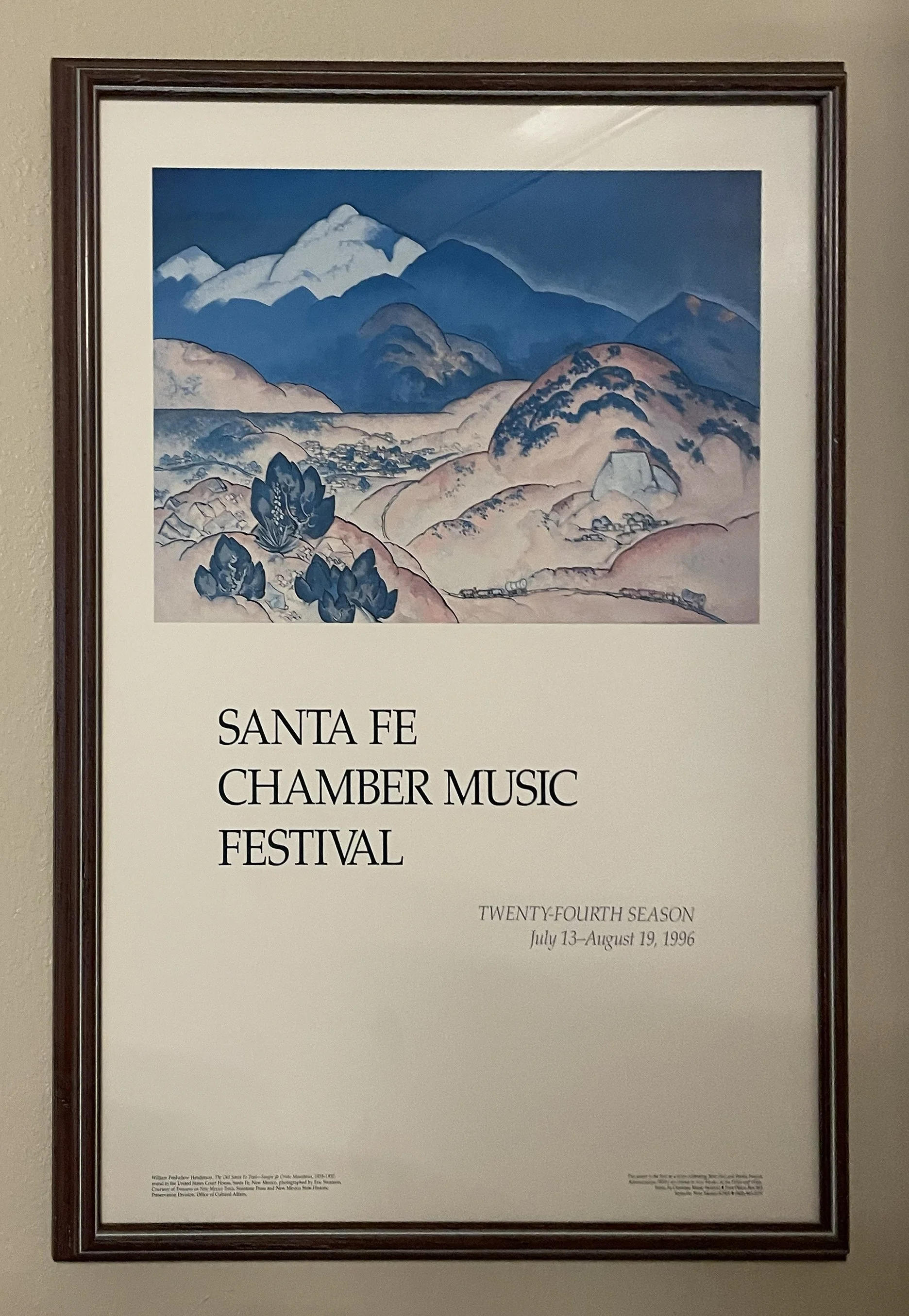 Santa Fe Chamber Music Festival's 1996 season framed poster