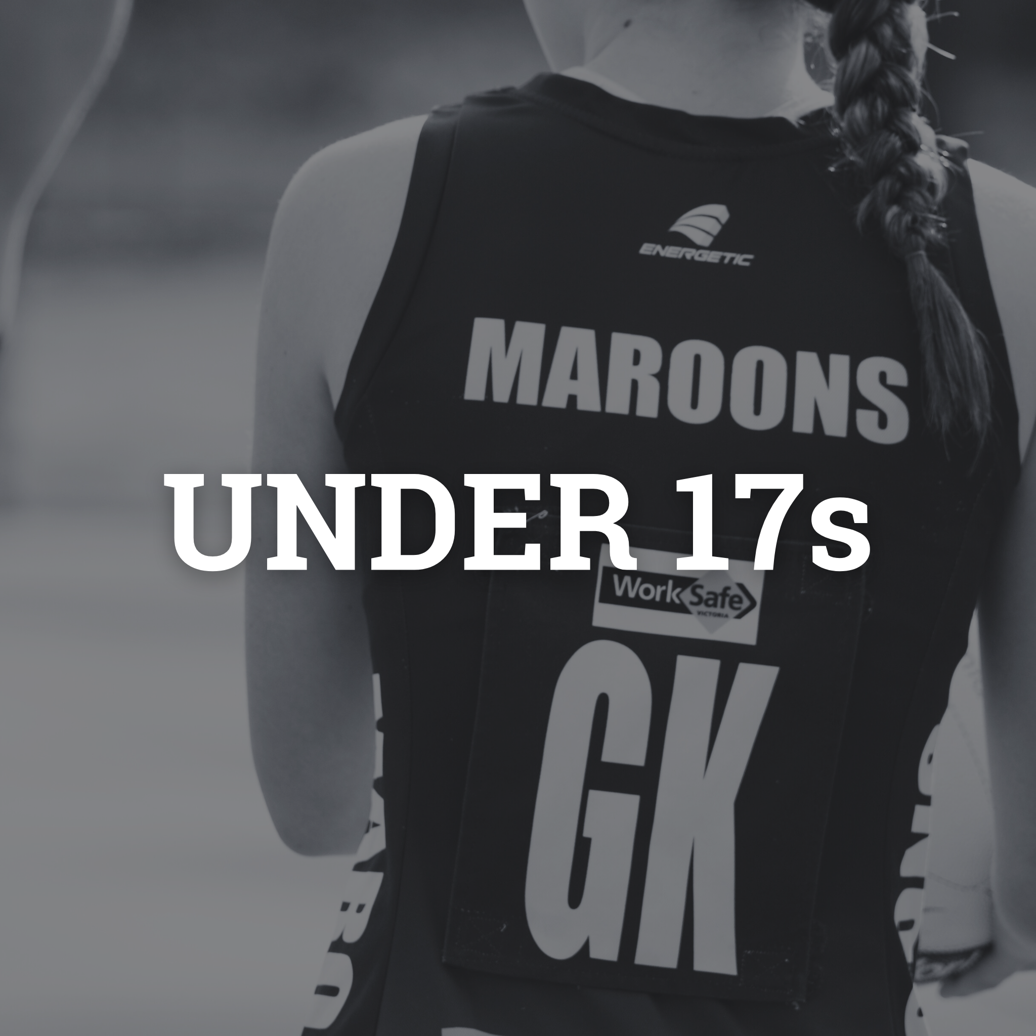 A young athlete wearing sports gear from the Maroons team, with the text 'Under 17s' overlayed on the image.