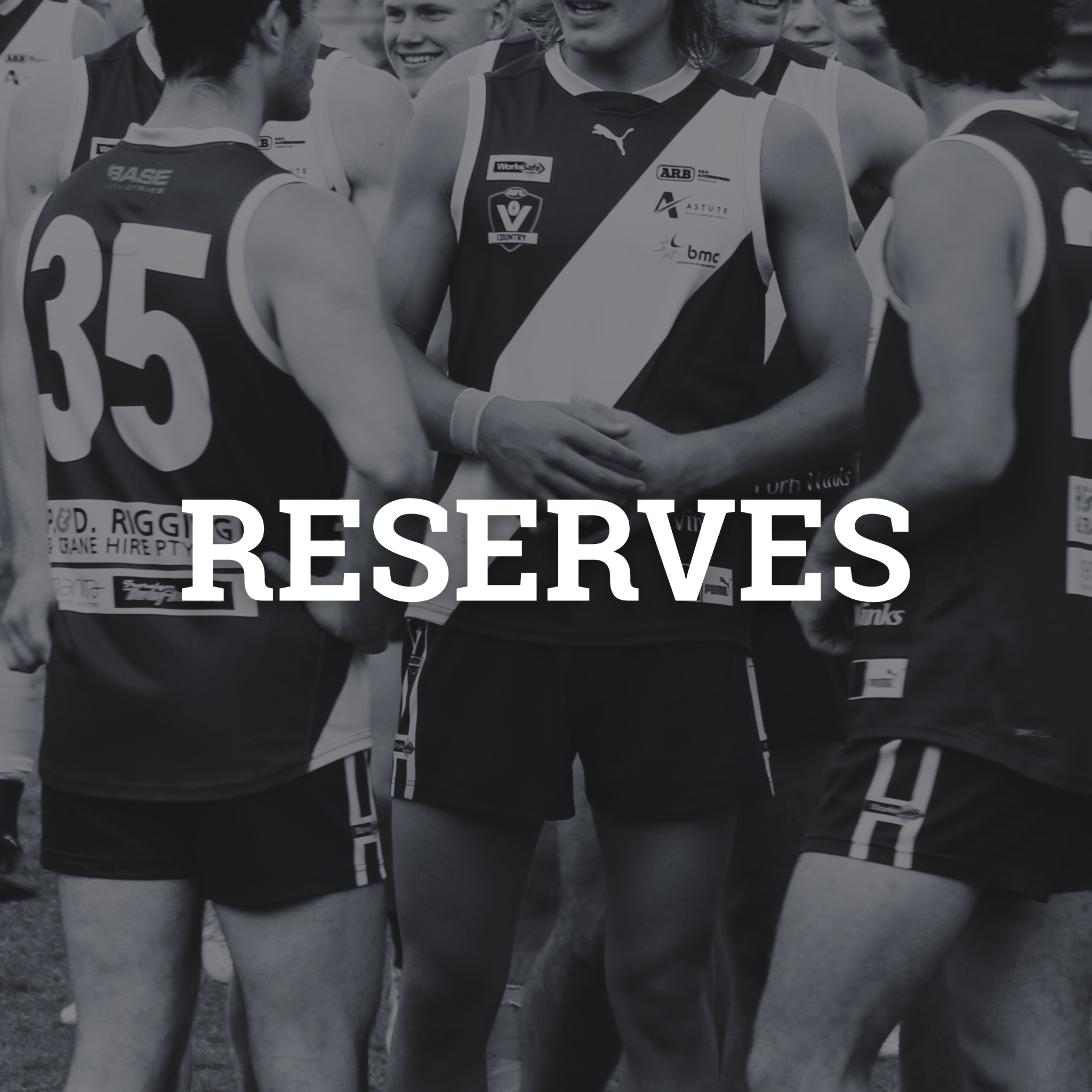 A group of athletes in sports uniforms huddling, with the word RESERVES overlaid.