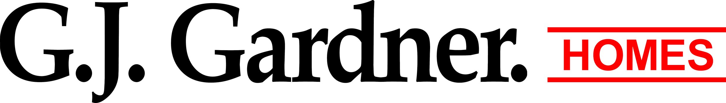 Text logo that reads 'G.J. Gardner Homes' with 'HOMES' highlighted in red and underlined.