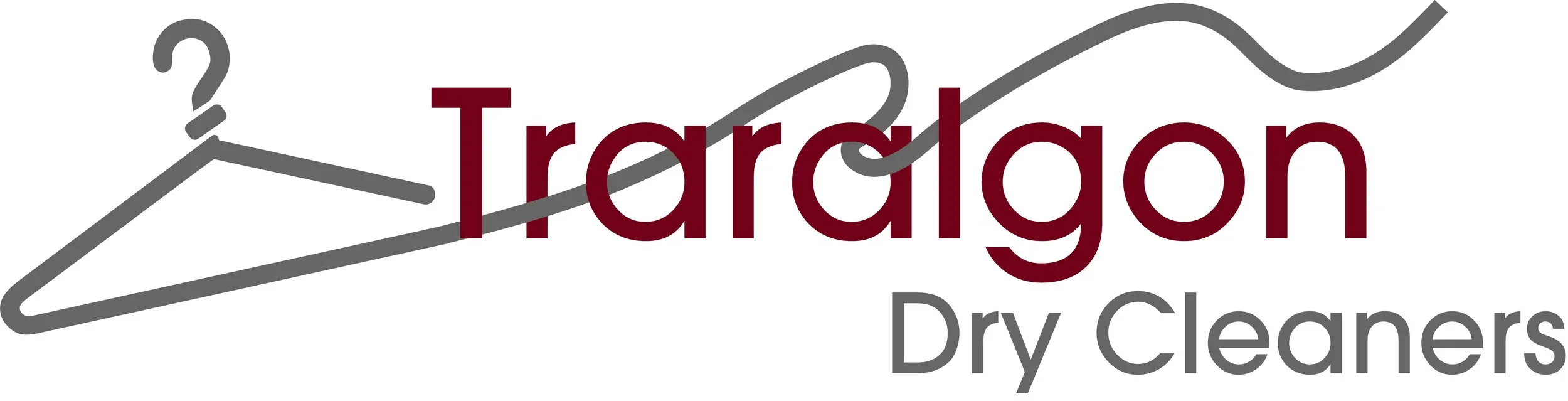 Logo for Tardagon Dry Cleaners featuring a stylized clothes hanger and the company name.