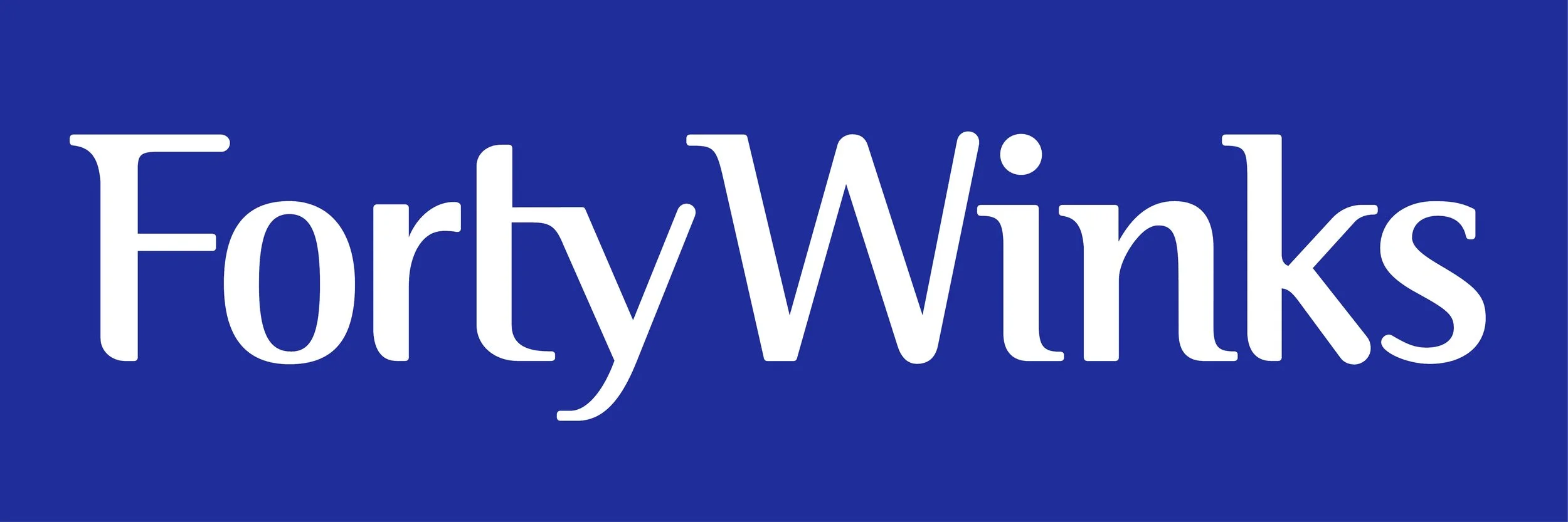 Logo of FortyWinks in blue background with white text
