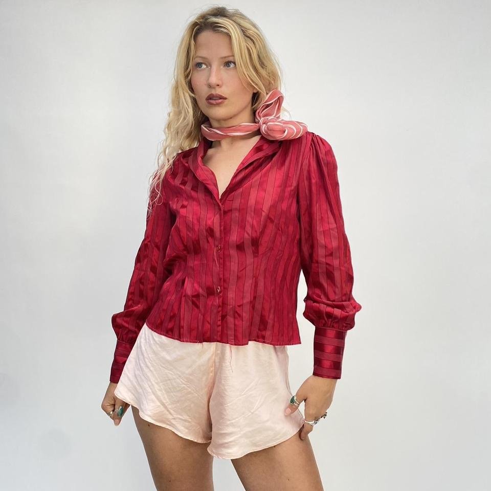 60s vintage striped puff sleeve blouse — bucktooth