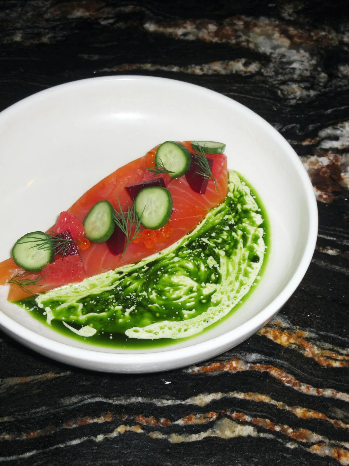 There&rsquo;s something about a dish that perfectly balances freshness with richness, texture with fragrance | Our Citrus Cured Tasmanian Salmon with wasabi cream, dill oil, salmon caviar &amp; pickled beetroot brings all these elements together eleg