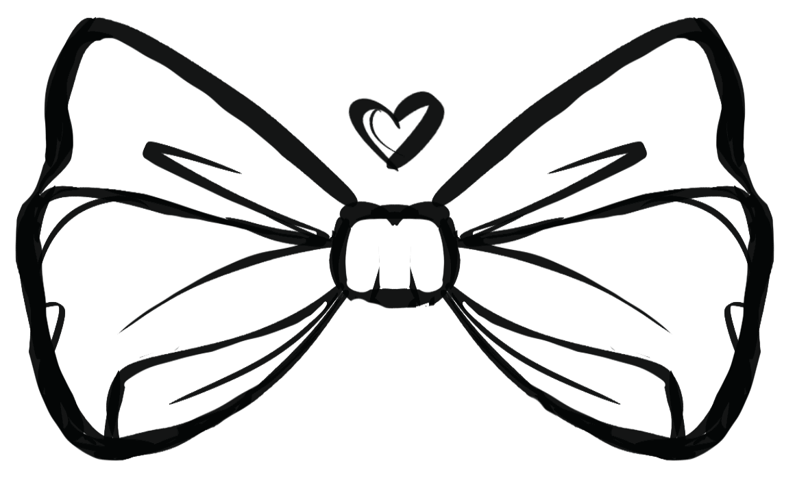 a graphic lineart drawing of a bow with a little heart on top