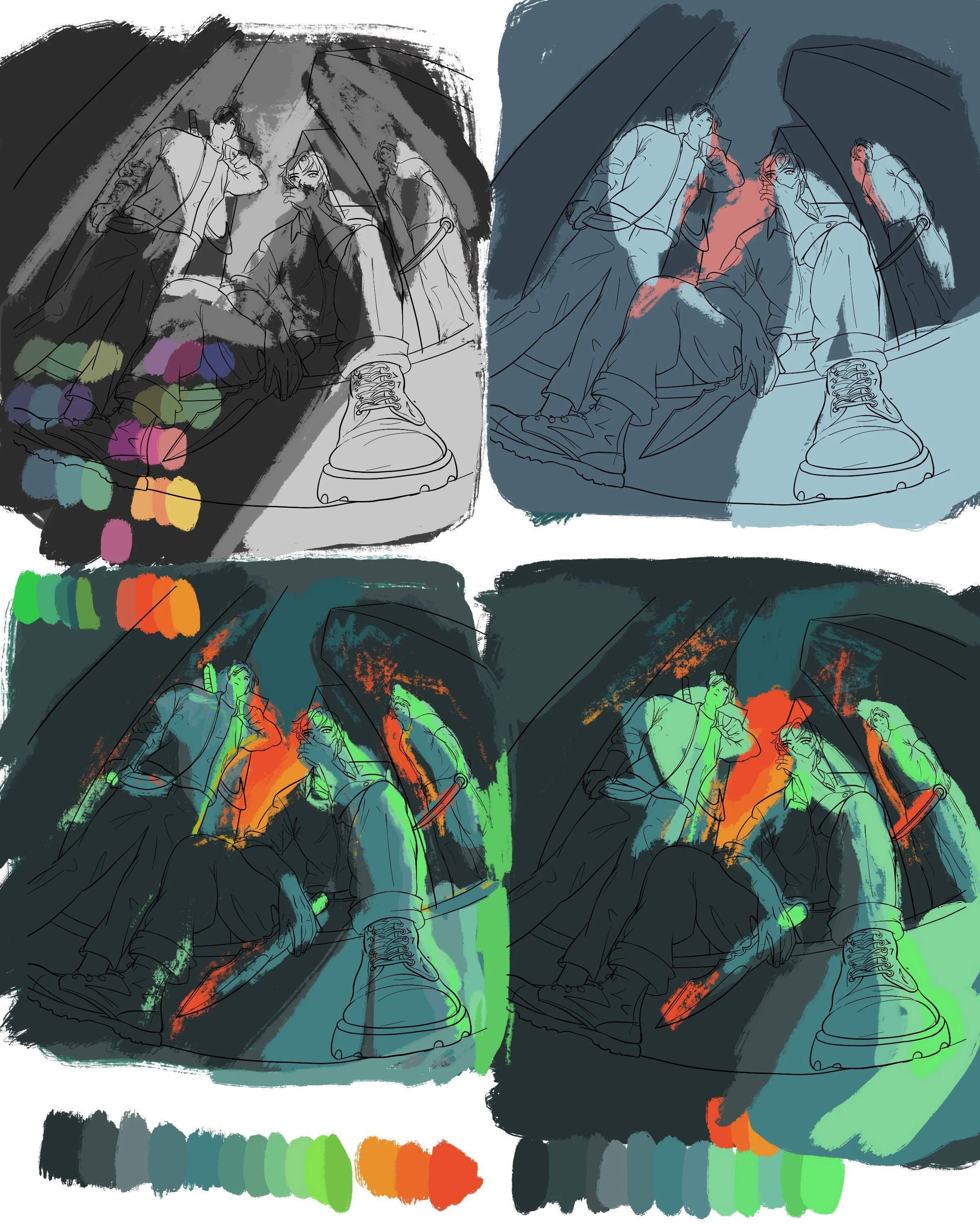 a color sketch of the Hilo and Maiks illustration