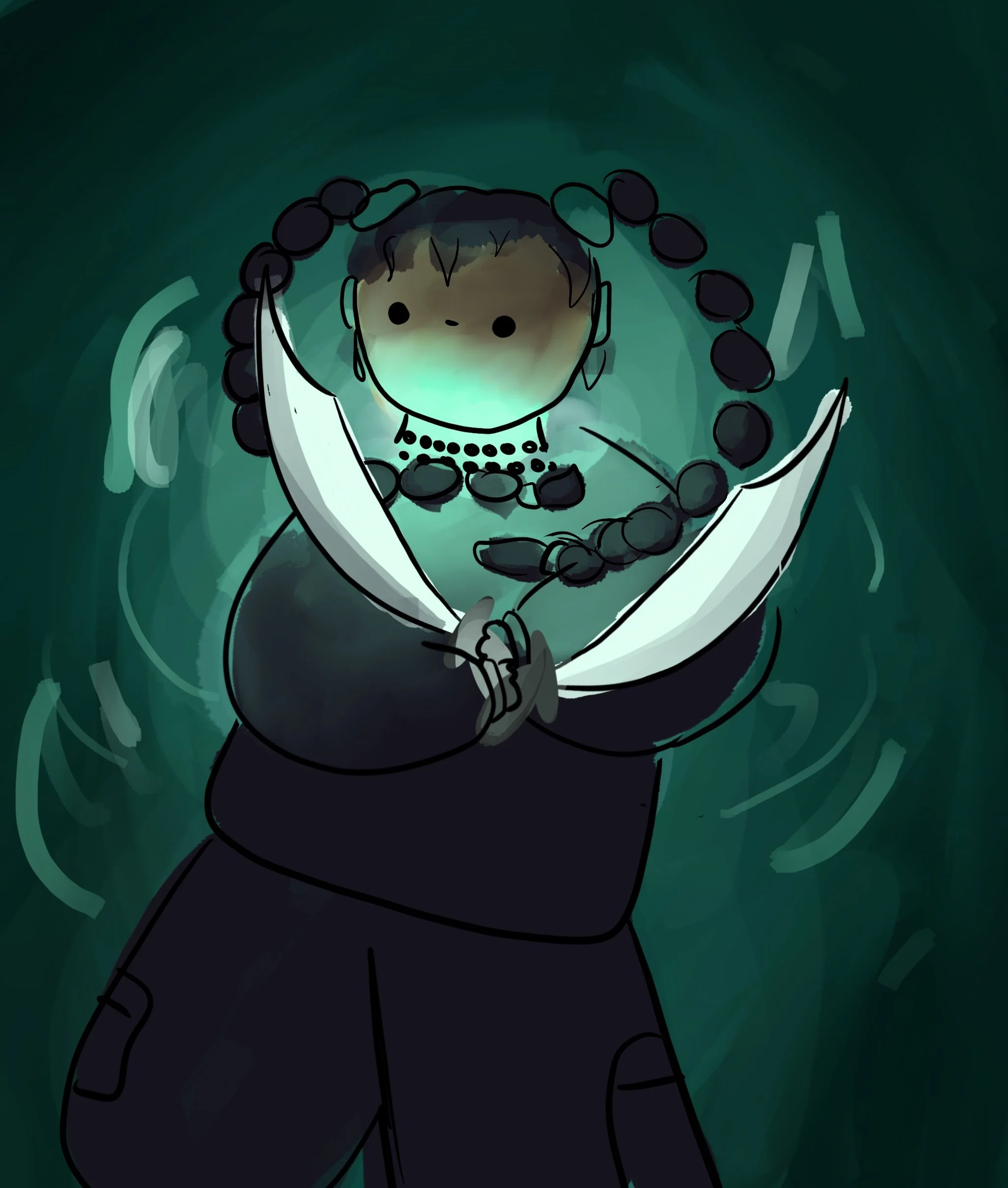 chibi illustration of Kaul Shae from Jade City by Fonda Lee