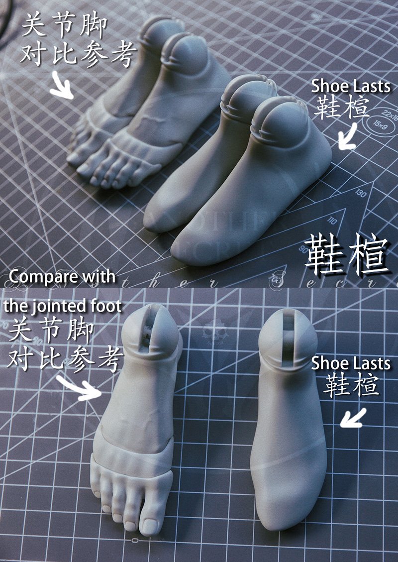 Male jointed feet and shoes lasts
 for 71cm body