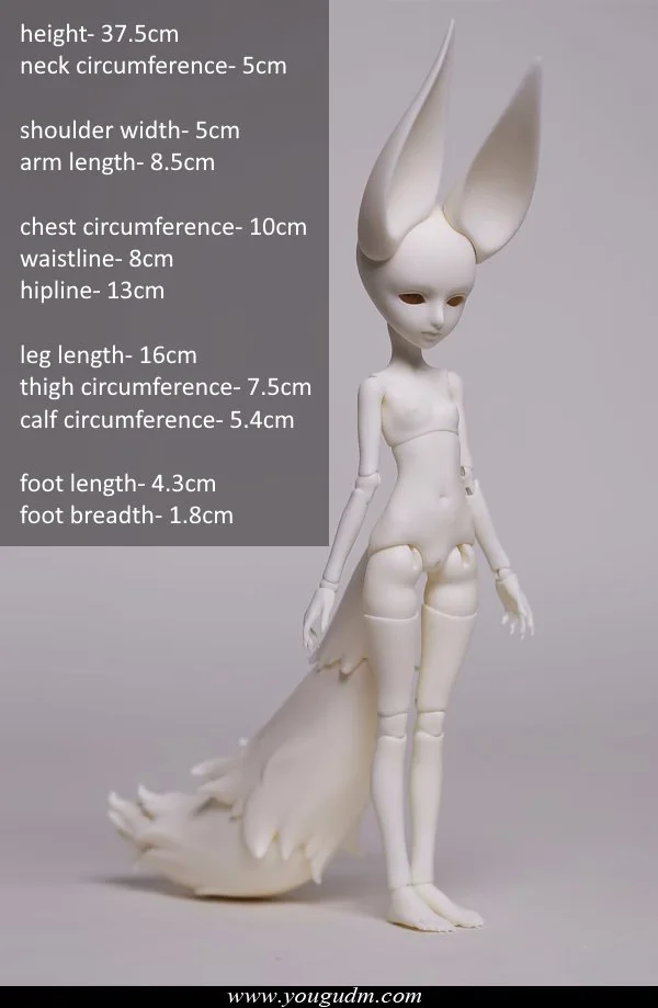 38cm girl wolf body B6-08
 with magnetic tail
 $220 (£188) - white, normal, normal pink
 $275 (£235) - gray, light tan