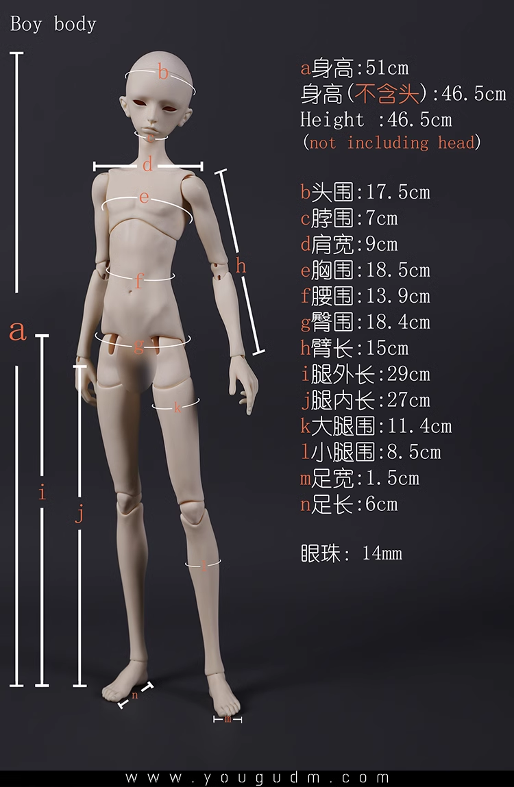 51cm boy body B4-04
 $239 (£204) - white, normal, normal pink
 $294 (£251) - gray
 $319 (£272) - light tan