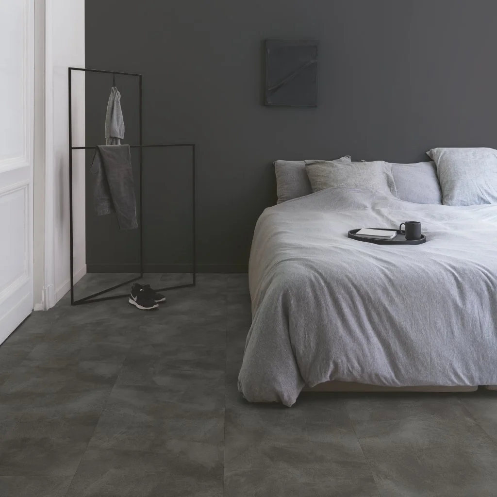 Soft Graphite Vinyl Flooring | Waterproof & Stone‑Effect