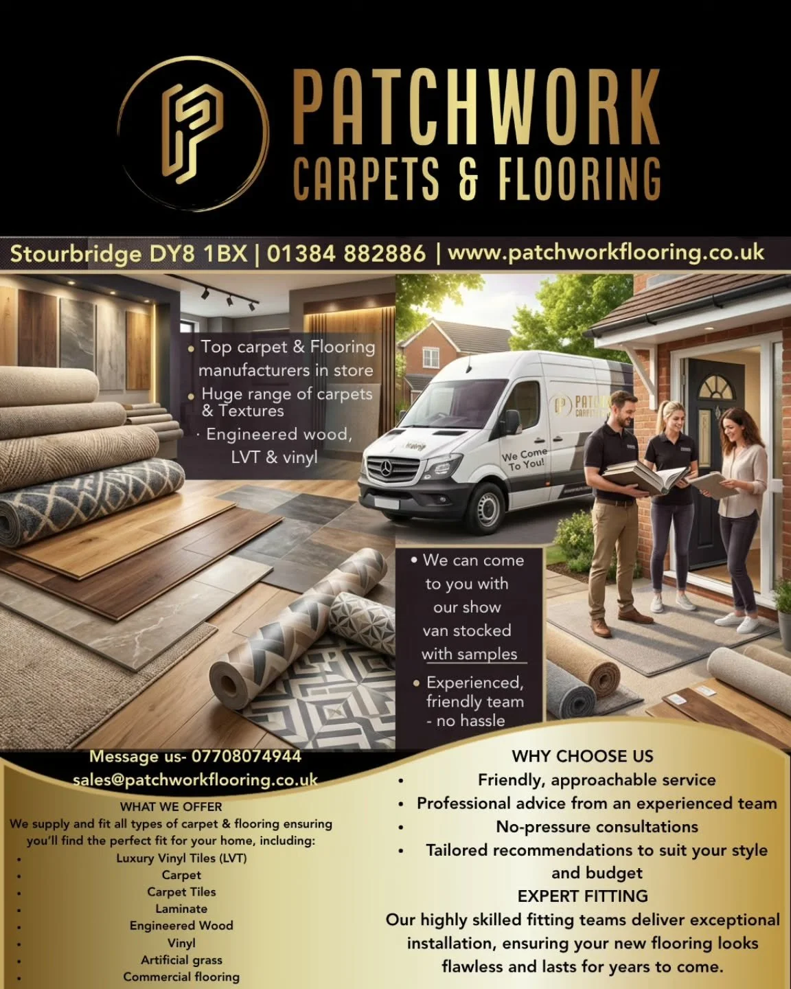 Looking for new carpets or flooring without the stress? 👀

Patchwork Carpets &amp; Flooring are your local Stourbridge Business, supplying and fitting across the West Midlands. 

We keep it simple&mdash;good quality carpets &amp; flooring, fair pric