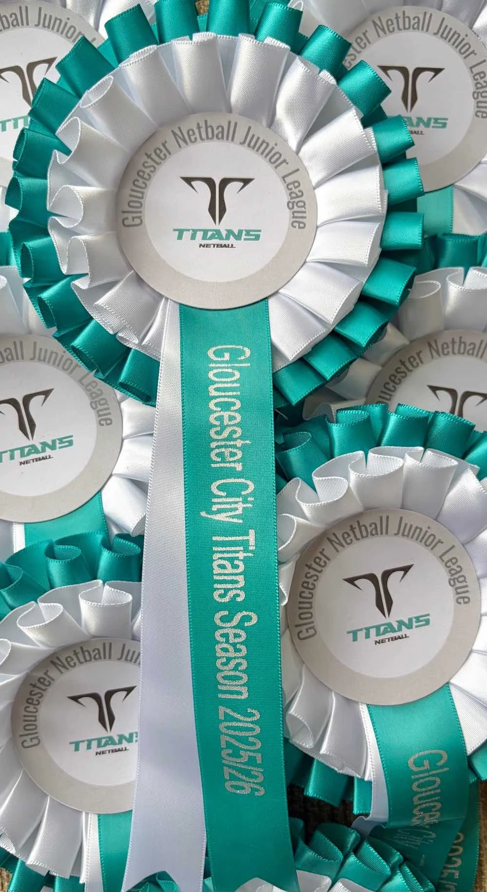 titans netball rosettes