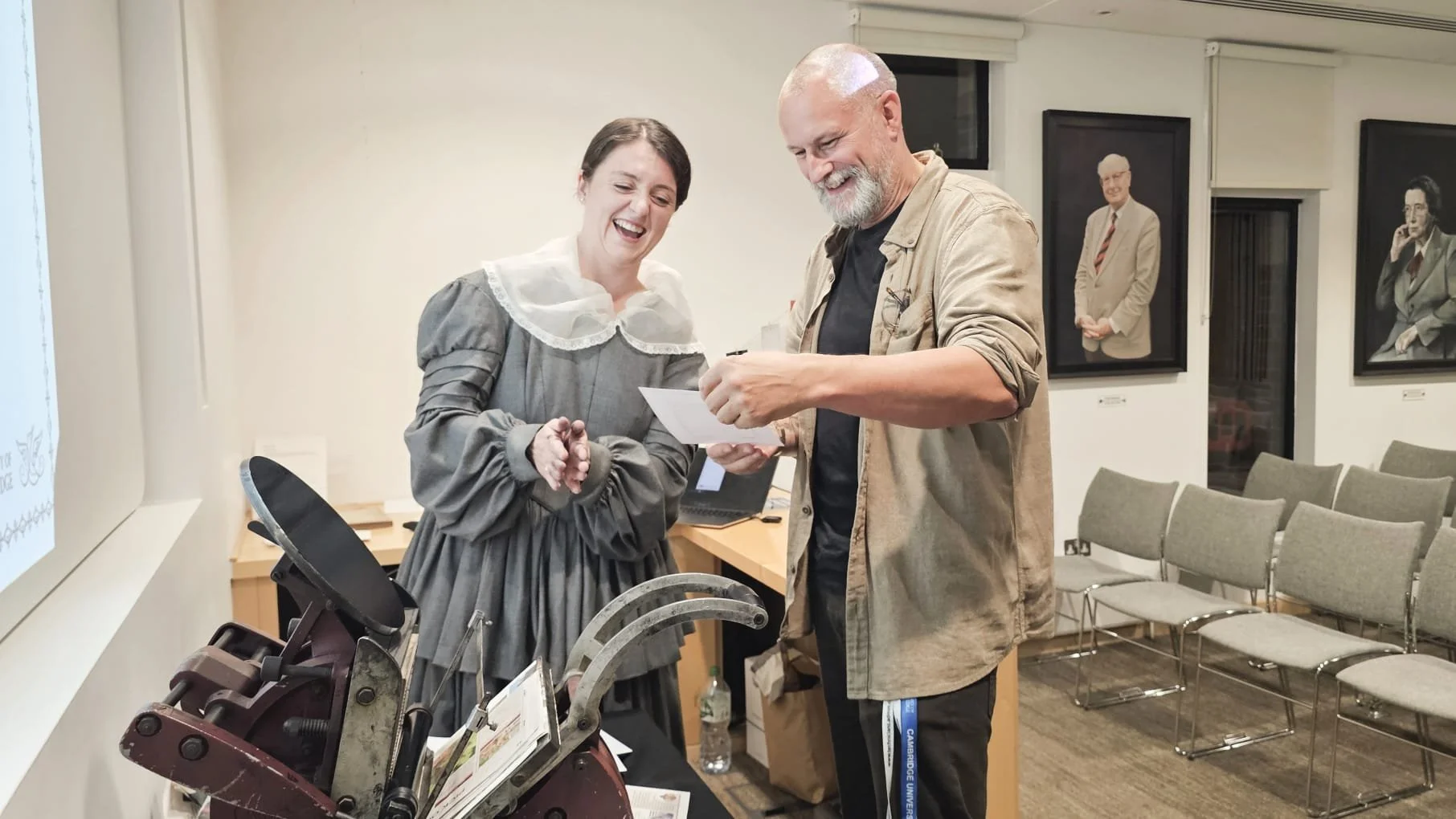 We had an amazing time at the University of Cambridge in the McDonald Institute for Archaeological Research sharing John and Sarah Baskerville's story in the very place where John's punches are being investigated! 

What a fabulous audience we had an