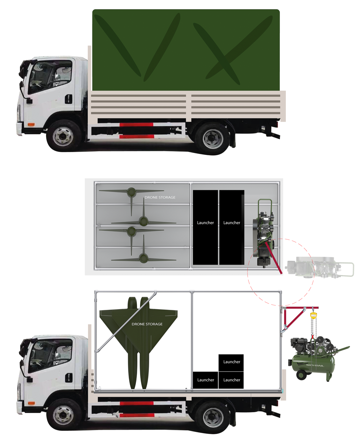 sky rail uav launcher transpoter