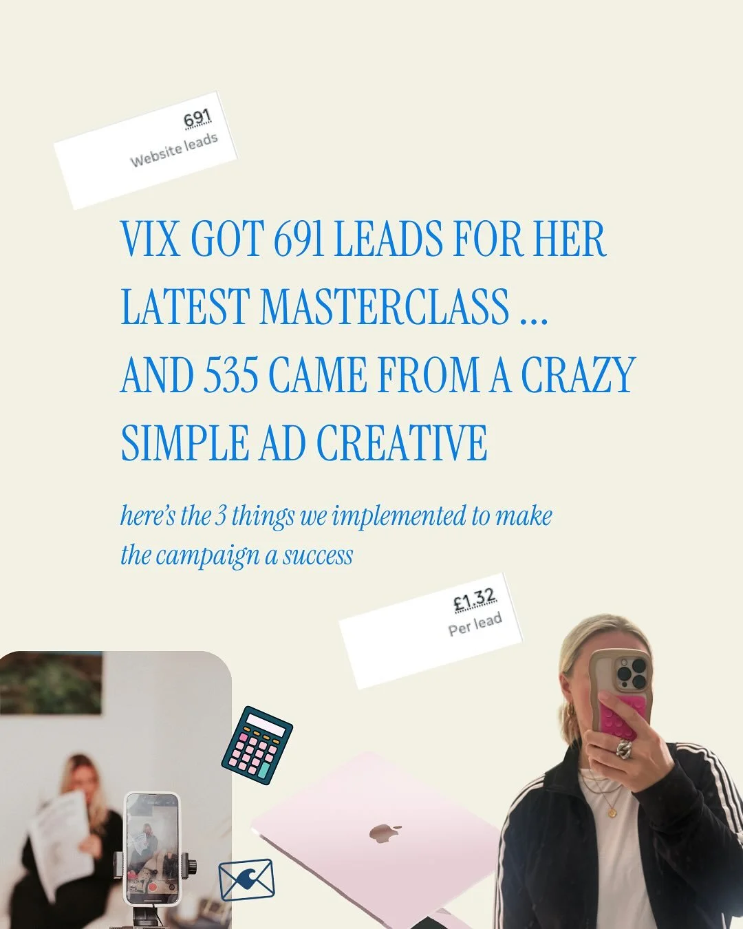 &pound;788 spent. 691 leads. A high converting launch. Here&rsquo;s what happened👇

Vix ran a free masterclass ad campaign - and one simple ad creative brought in 535 of those leads at just &pound;1.32 per lead.

It wasn&rsquo;t anything fancy or ov