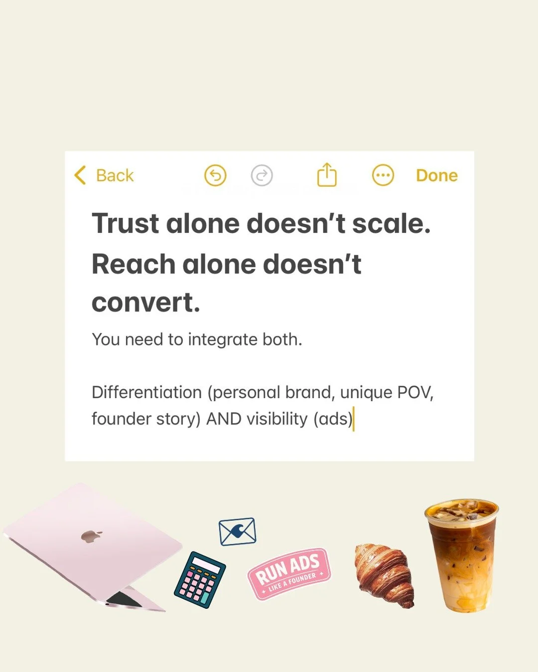 It shouldn't be one or the other.

I see so many founders with amazing points of view, messaging, stories, products and services ... but who are relying on shaky ground (ahem instagram) for visibility.

Which is exactly why I'm running a founder ads 