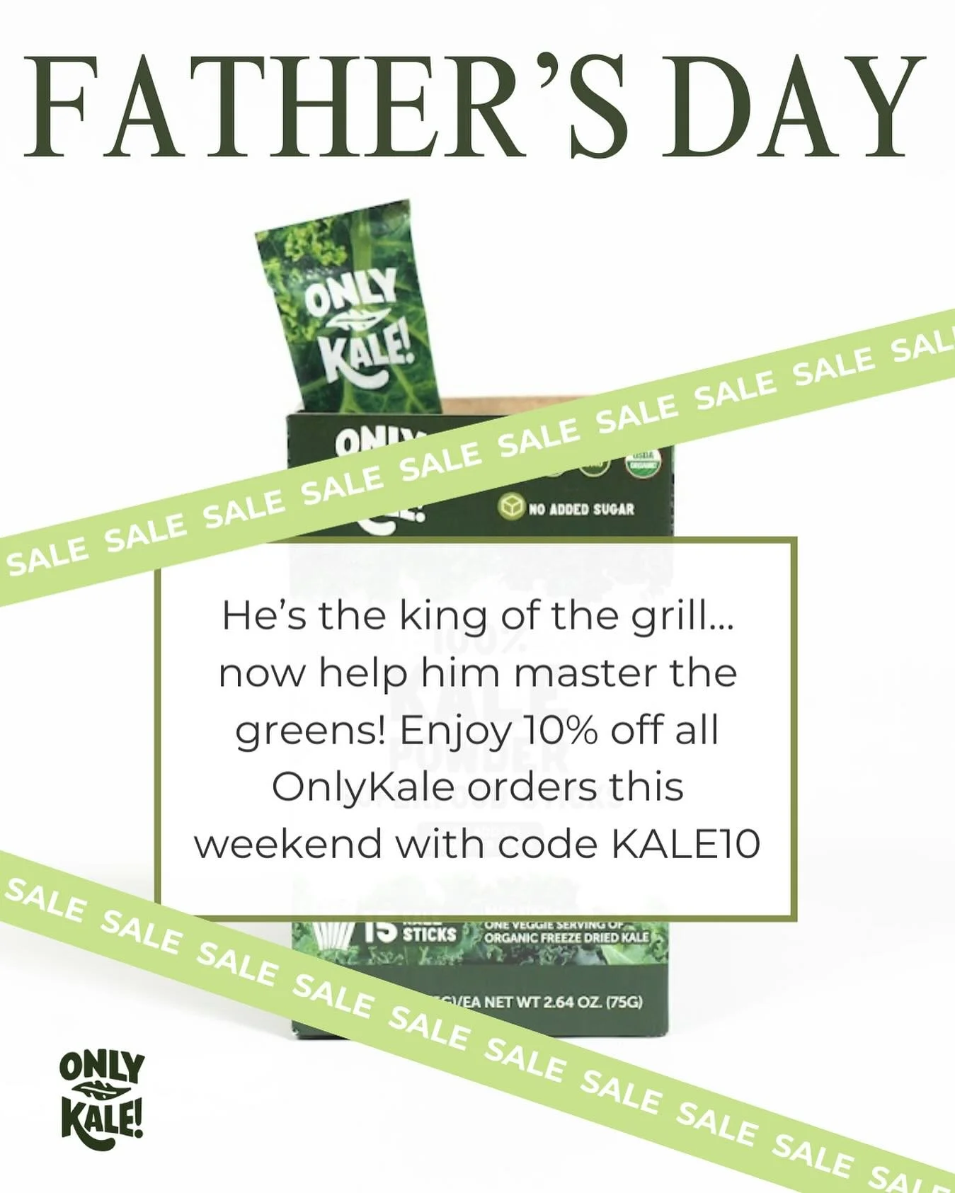 We&rsquo;re celebrating Father&rsquo;s Day the OnlyKale way with 10% off your order! 🥬💪 Whether he&rsquo;s a smoothie guy or a greens-on-the-go dad, we&rsquo;ve got you. Use code KALE10 at checkout. 
#FathersDay #OnlyKale #HealthyDads #GreensForDad