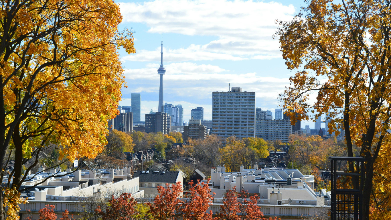 Toronto skyline with CN Tower viewed from the waterfront