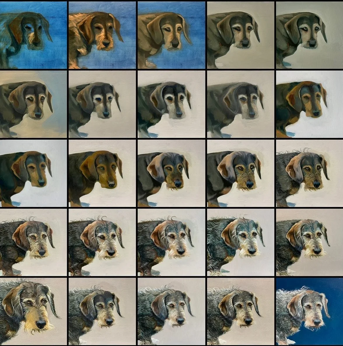 🐕 Oil painting stages!! Took me around 4-5 weeks complete