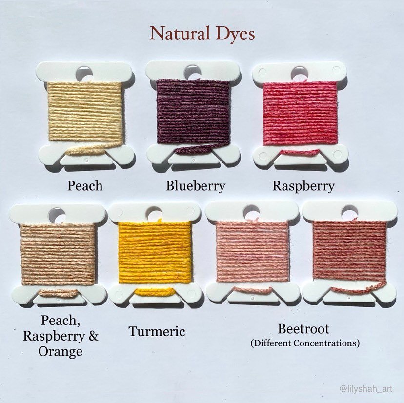 Using Natural Dyes ⁣
⁣
Got the idea from my friend @lzroobie who dyed some rope for weaving using boiled avocado stones which looked awesome!! ⁣
I tried boiling small amounts of water with each dye ingredient to create different coloured embroidery t