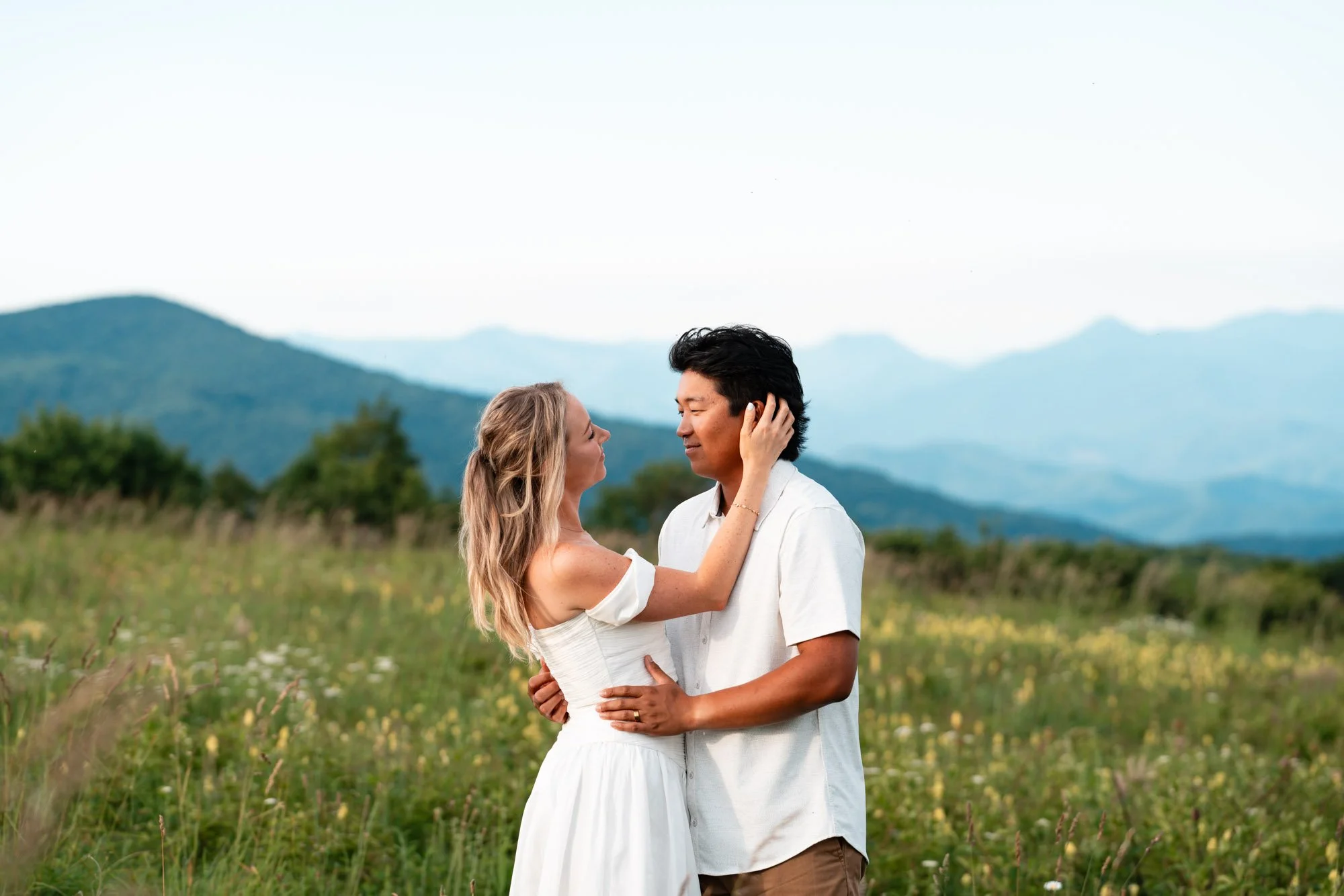 Couple embracing during elopement at Max Patch near Asheville, North Carolina