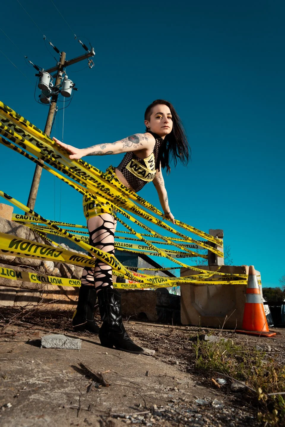 Editorial portrait featuring street fashion in the urban River Arts District. Asheville Elevated Photography blends high-end styling with personality-driven portraiture in Asheville, NC.