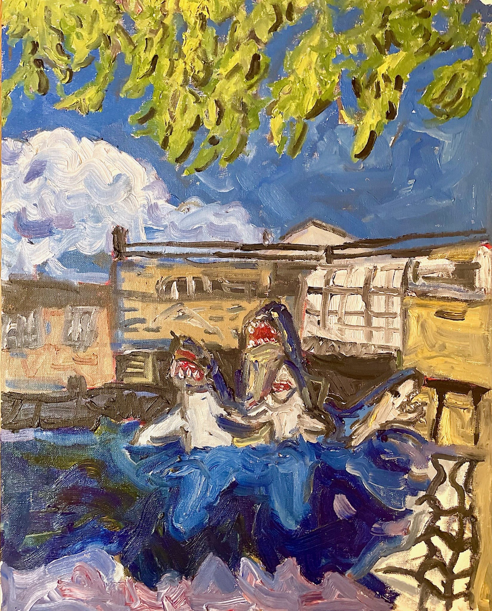 sharks! in london (regent's canal) (2025)
oil on canvas
20" x 16"
$40