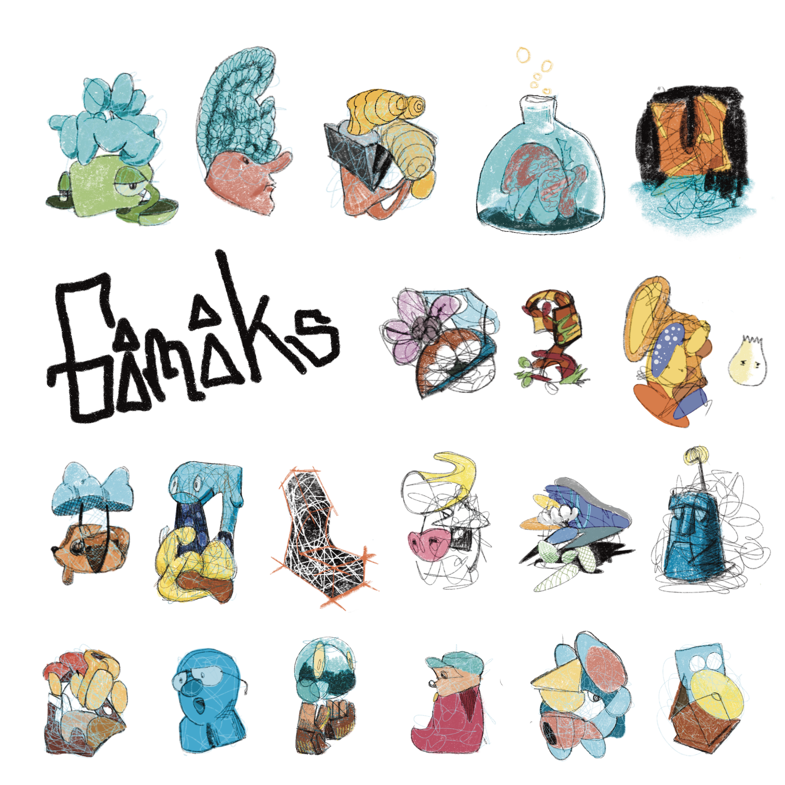 Colorful line drawing logo with various cartoon mouse characters and the text 'Darlings' in handwritten style.