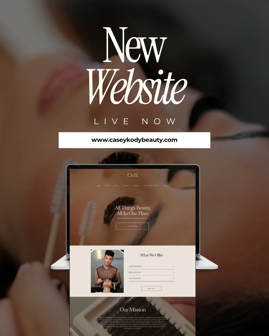 IT&rsquo;S OFFICIALLY LIVE! 🤎✨

I&rsquo;m so excited to finally share the brand new Casey Kody Beauty website!

Everything is now all in one place! 
services, booking, trainings, galleries, 
AND a brand new section for Haus of Beauty Suites. 👀✨

Be