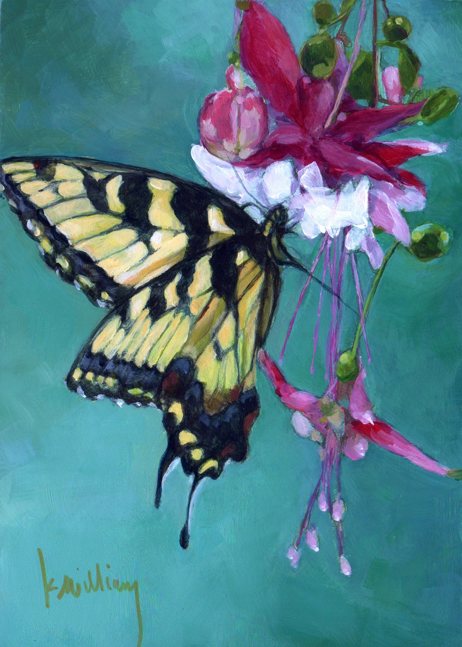 Tiger in the Fuschia (Print)