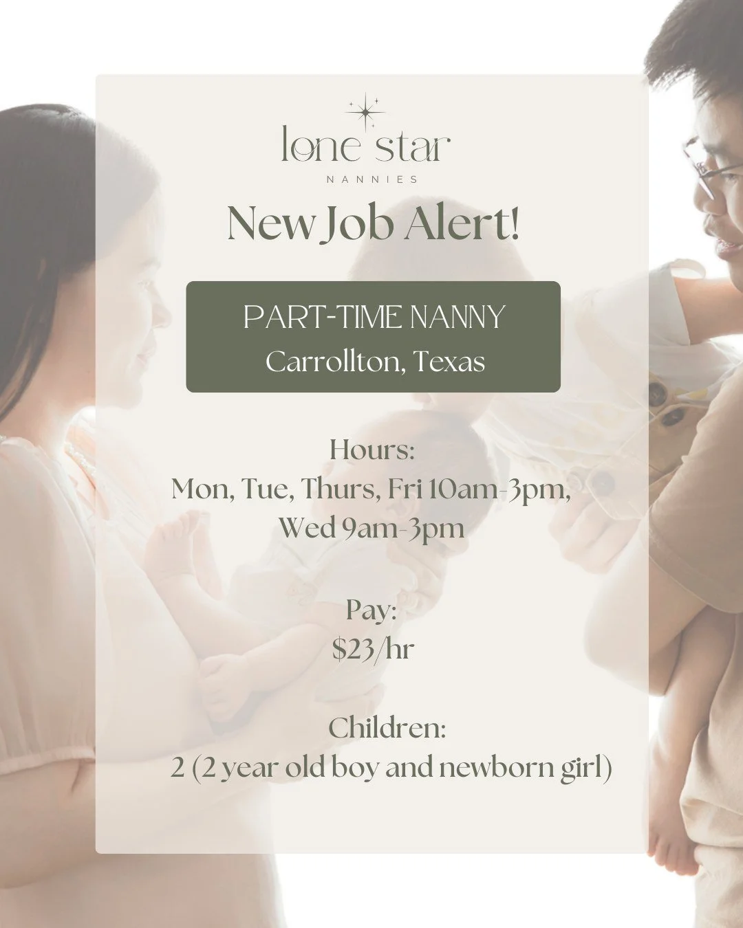 This family is looking for a rock-solid, 
proactive nanny who loves being fully present- 
think interactive play, reading together, and zero screen time while little eyes are watching. 📚🧸
If you&rsquo;re reliable, communicate clearly, respect house