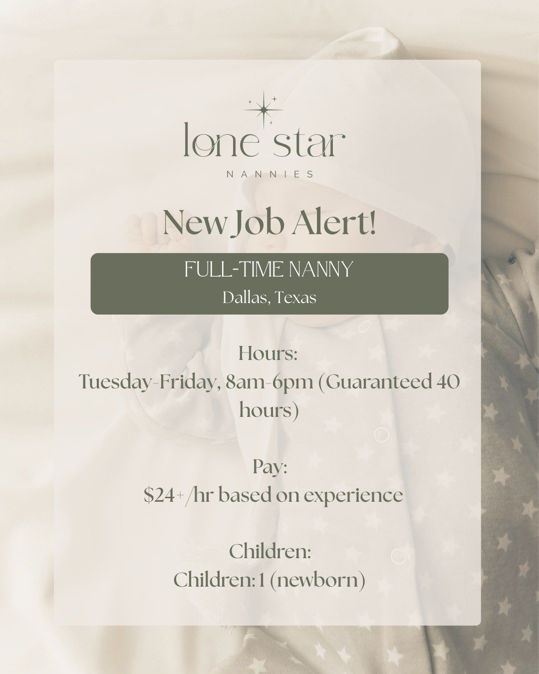 Big roles for big hearts 🤍

We&rsquo;re currently placing full-time nannies and household managers to support families with a newborn, a four year old and occasional 
support for an eighteen month old. 
From infant routines and toddler play to keepi