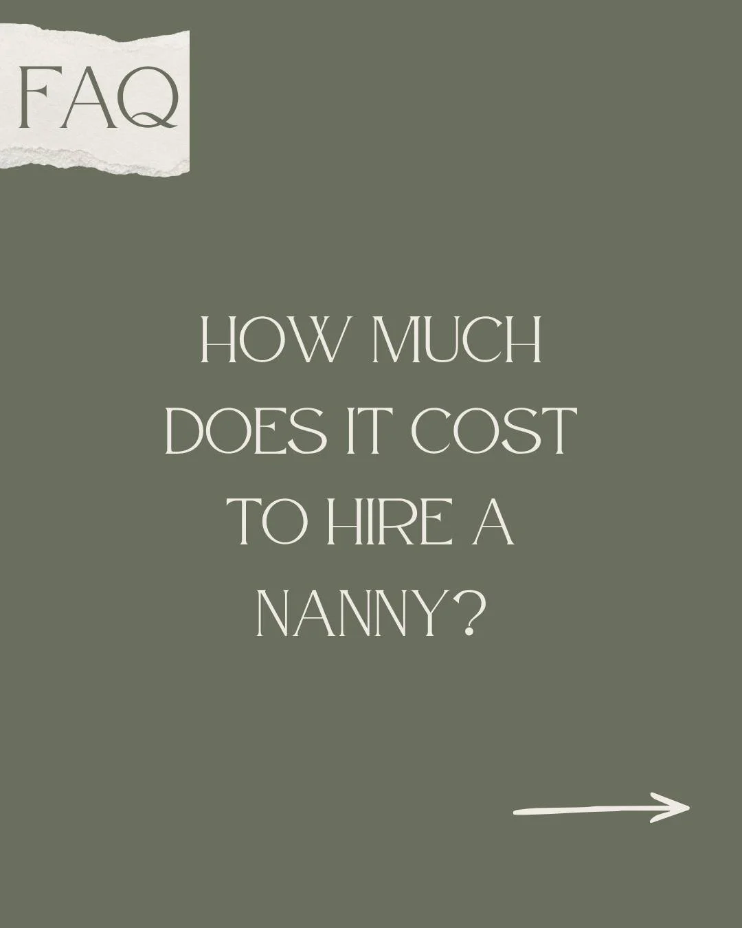 ❓FAQ Friday❓
 How much does it cost to hire a nanny? 👀

This is one of the first questions families ask, 
and the honest answer is that it depends 
on your unique needs.
Factors like experience, number of children, 
schedule, and responsibilities al