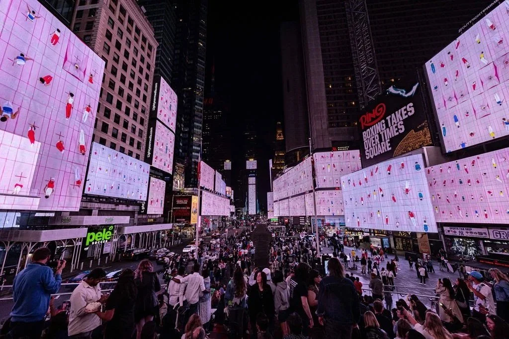 Yuge Zhou: Trampoline Color Exercise at Times Square NYC