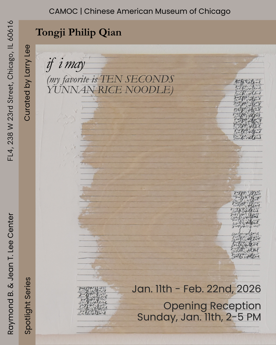 Spotlight Opening - Tongji Philip Qian: if i may