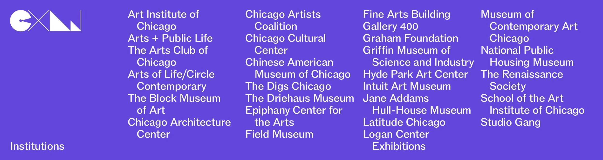 Preview graphic listing Chicago Exhibition Week 2026 participating institutions