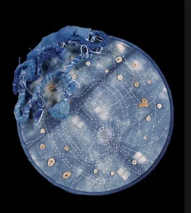 Blue Moon #3 by Kris Worthington, Textile collage, 12 inches
