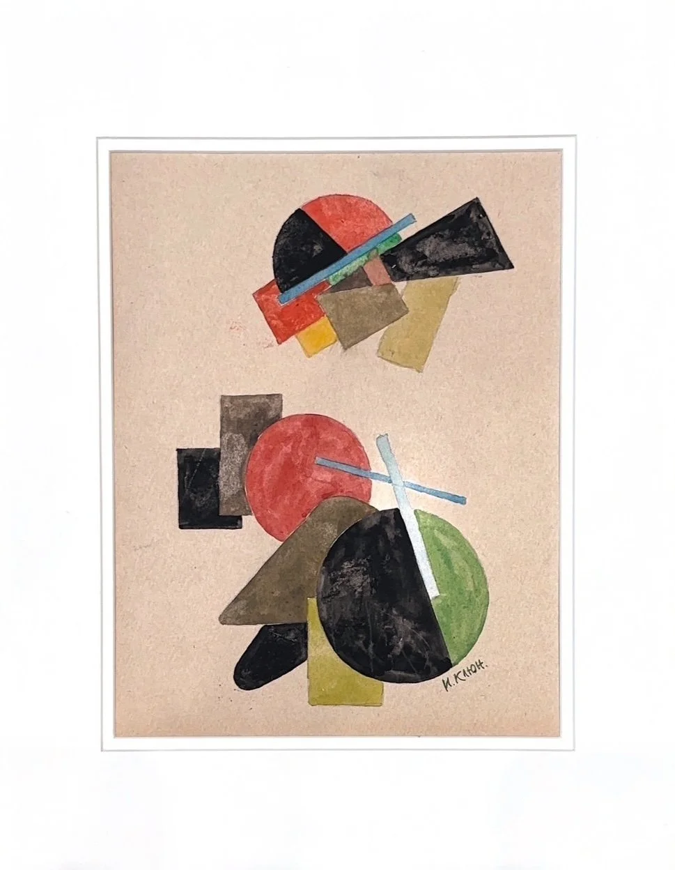 "Abstract Composition" by Ivan Kliun, watercolor on paper, 9"x7", unframed