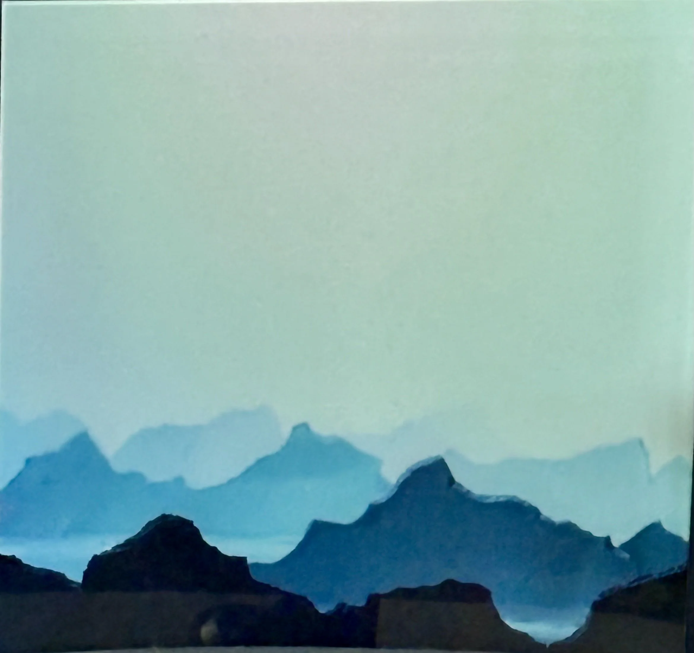 Stephen Dorsett, Mountain Range, acrylic photograph, 16 x 16 inches