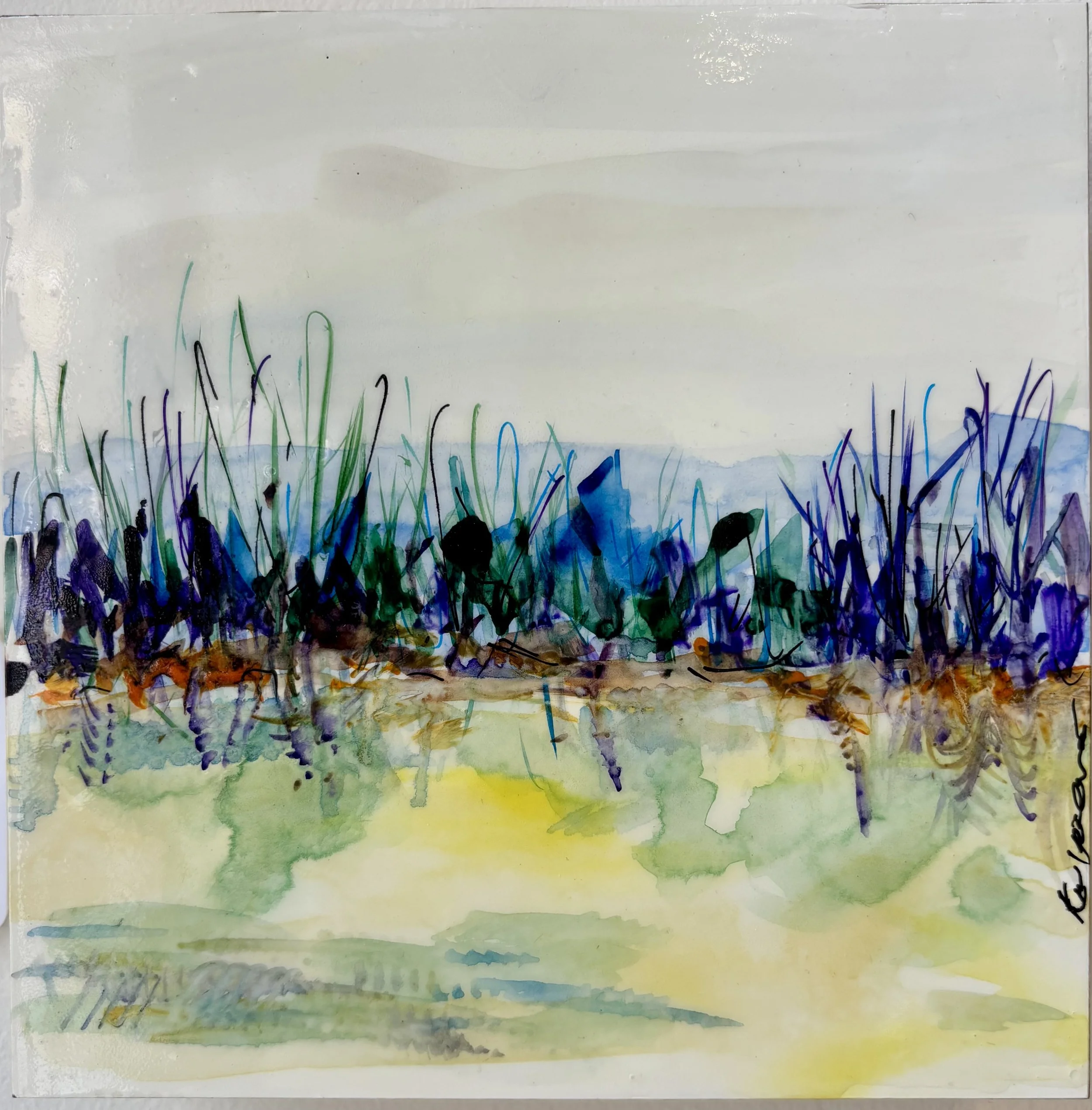 Harbor Springs #9 by Kris Worthington, mixed media watercolor 6 x 6 inches