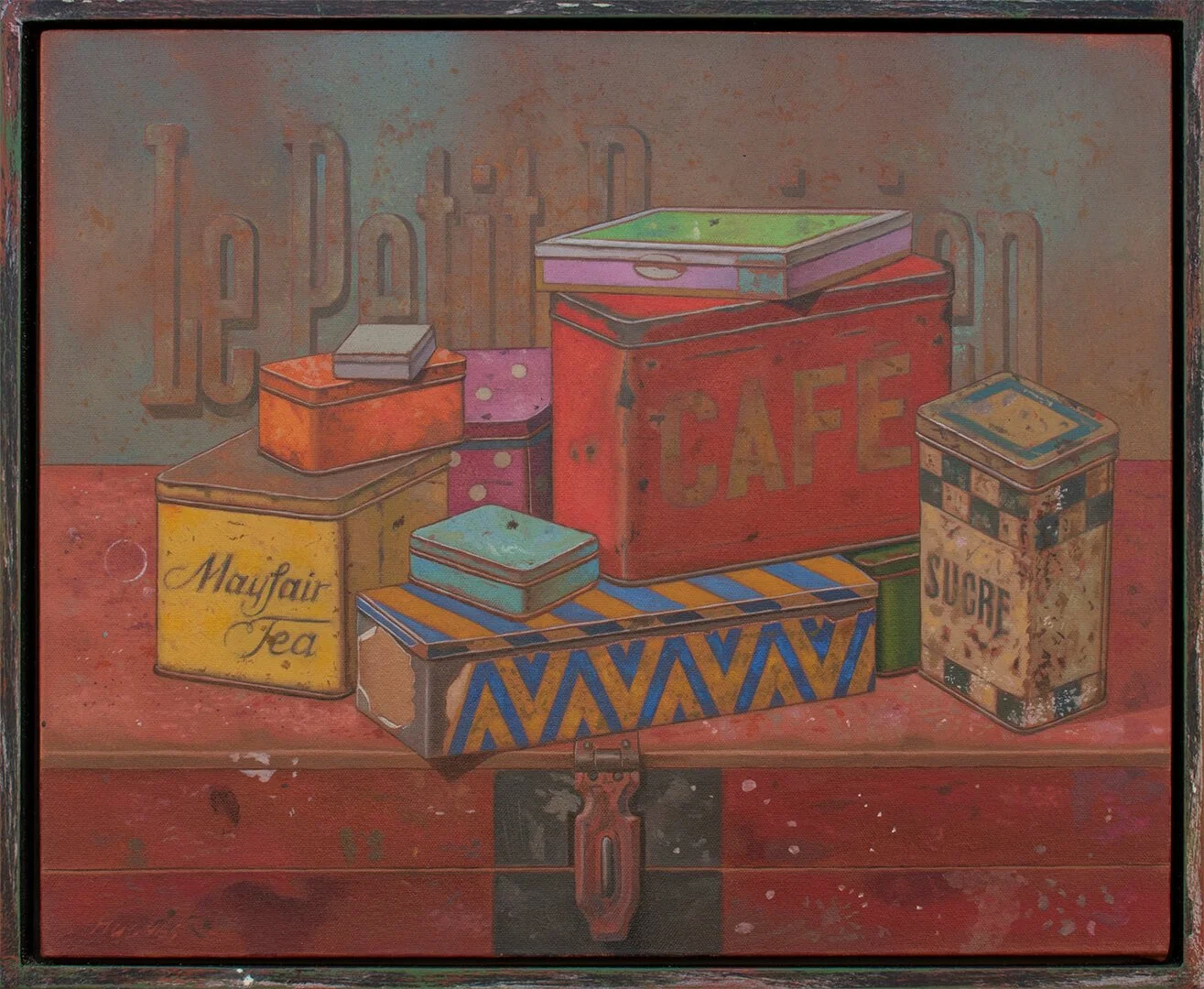 Manuel Hughes, Cafe, oil on panel, with frame 20 3/4 x 25 1/2 inches