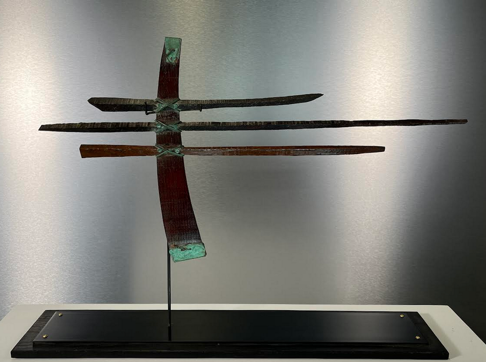 Reflection, 18" x 26" x 4".   Rosewood, Patinated copper, patinated steel base, $2,400