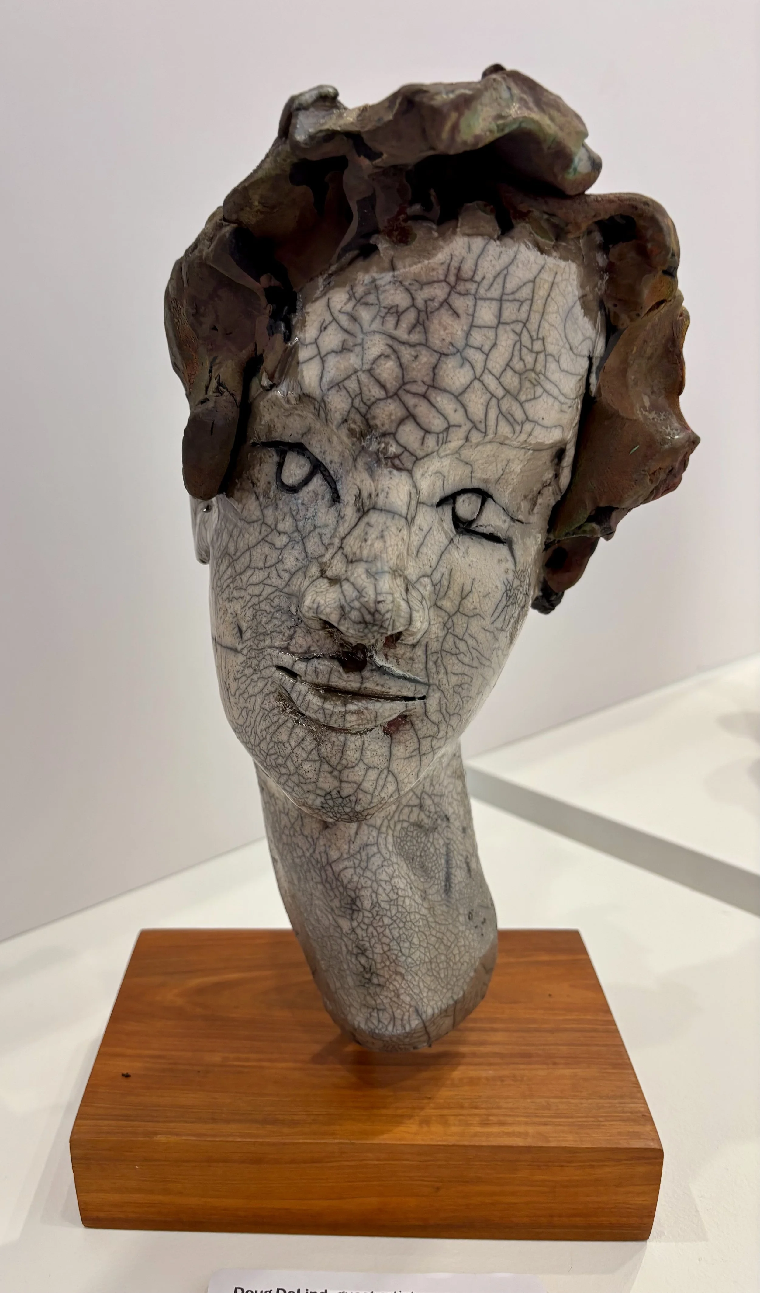 Head by Doug DeLind, Raku fired clay