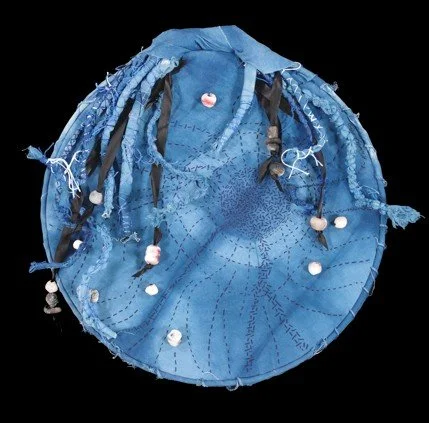 Blue Moon #2 by Kris Worthington, Textile collage, 18 inches 